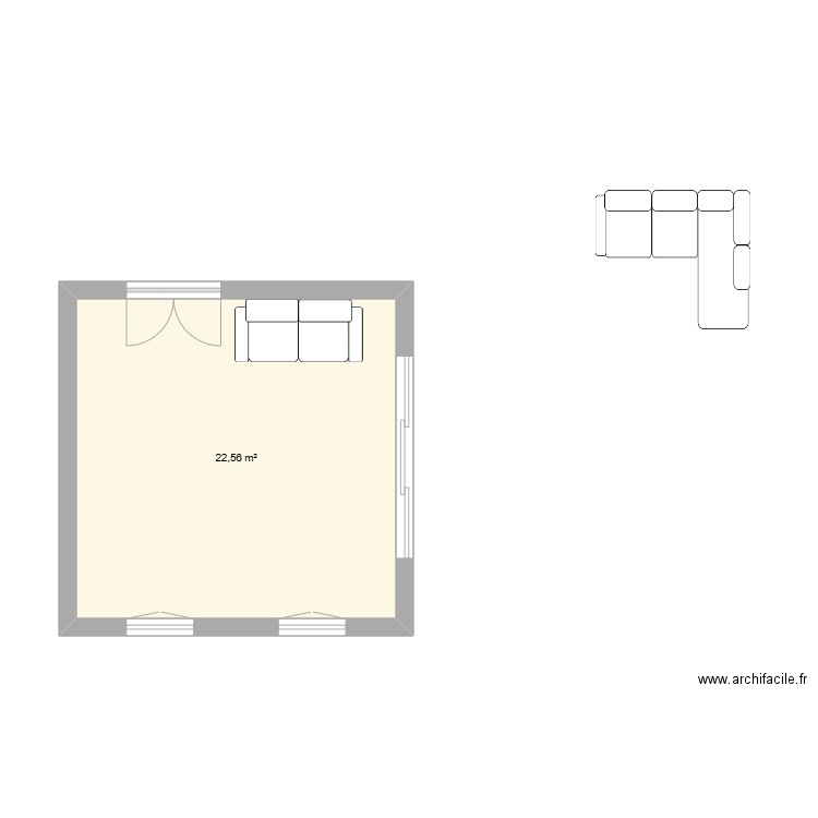 chaapbirmay. Plan de 1 pièce et 23 m2