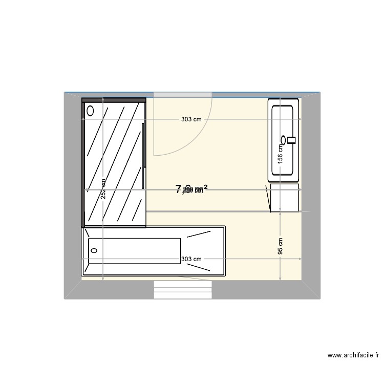 36 GS. Plan de 1 pièce et 8 m2