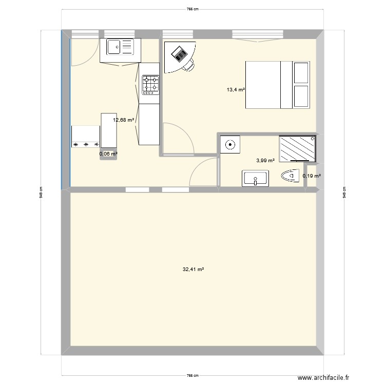 Rub1. Plan de 6 pièces et 63 m2