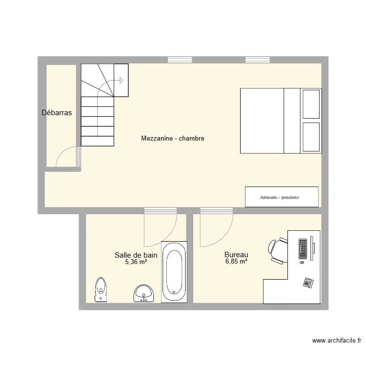 LLN1. Plan de 4 pièces et 38 m2