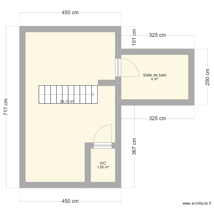 ETAGE 1. Plan de 3 pièces et 32 m2