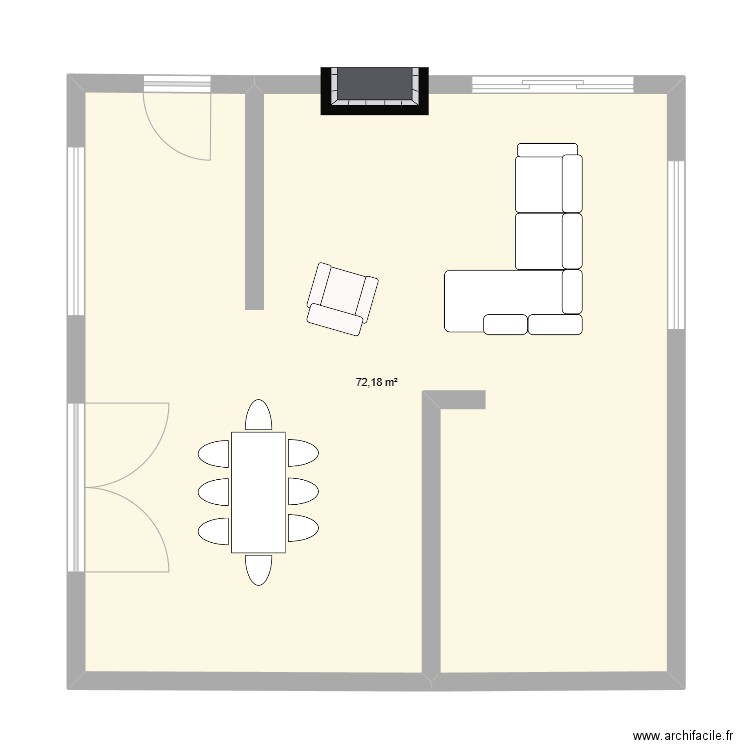 Villers. Plan de 1 pièce et 72 m2