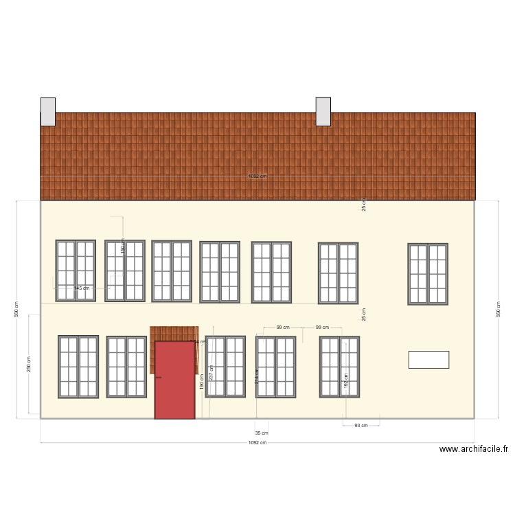 DP4 PLAN FACADE  avant travaux. Plan de 1 pièce et 60 m2