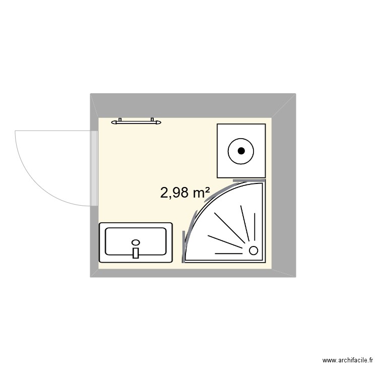 Salle de bain Mantes 5 Palombe. Plan de 1 pièce et 3 m2