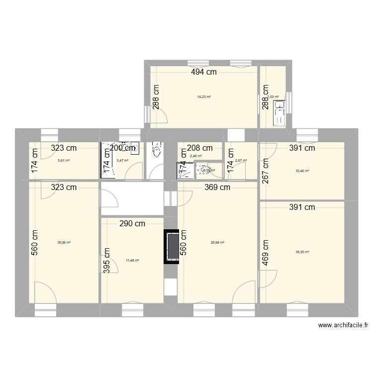 maison dame toinette. Plan de 12 pièces et 112 m2