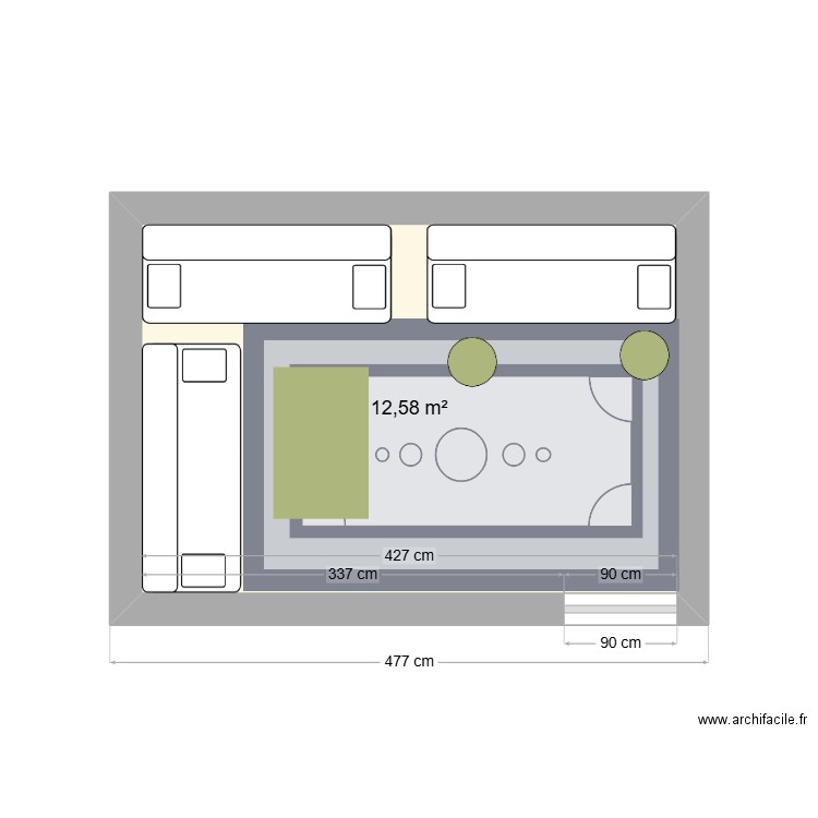 CHAMBRE1. Plan de 1 pièce et 13 m2