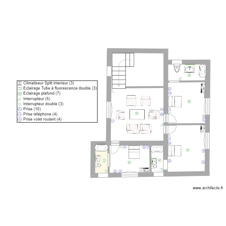 PLAN ILLAMOUCHA ETAGE. Plan de 1 pièce et 1 m2