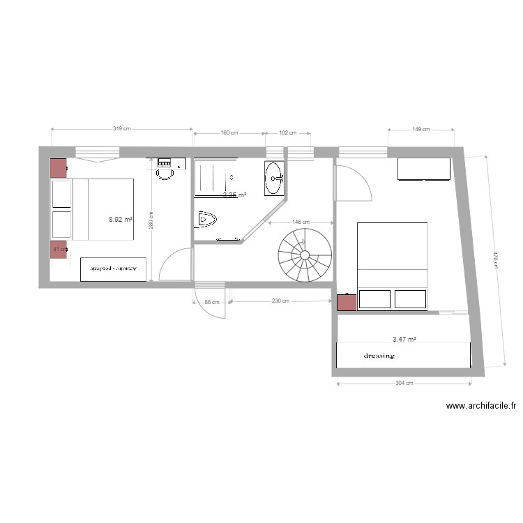 studio 15112. Plan de 3 pièces et 16 m2