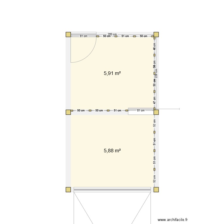 Carport habillage. Plan de 2 pièces et 12 m2