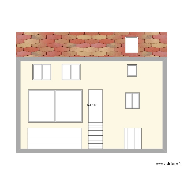 Plan façade Lussat. Plan de 1 pièce et 49 m2