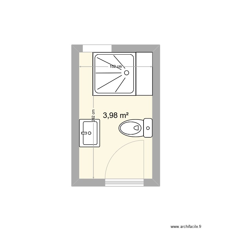 Salle de bain visiteur. Plan de 1 pièce et 4 m2