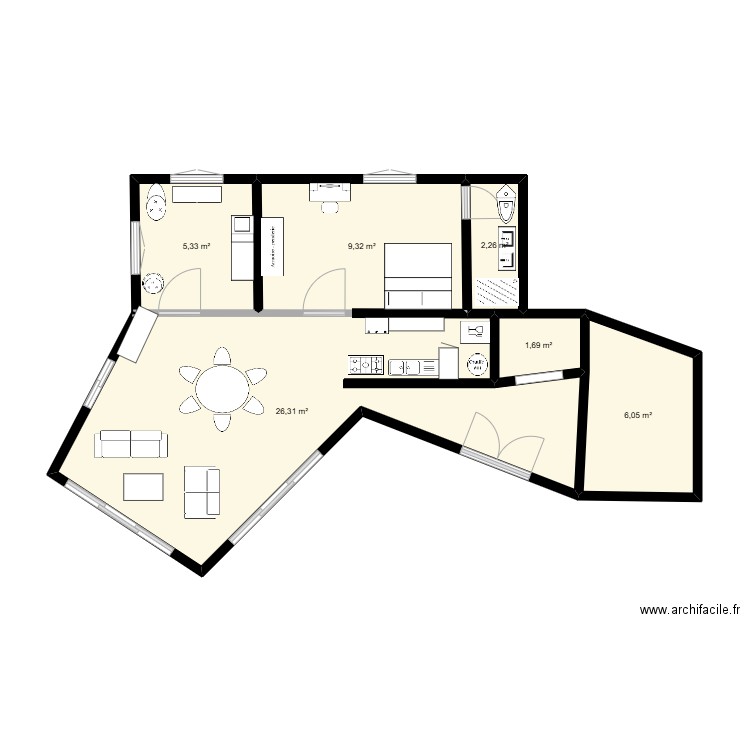 maison de reve daniel. Plan de 7 pièces et 51 m2