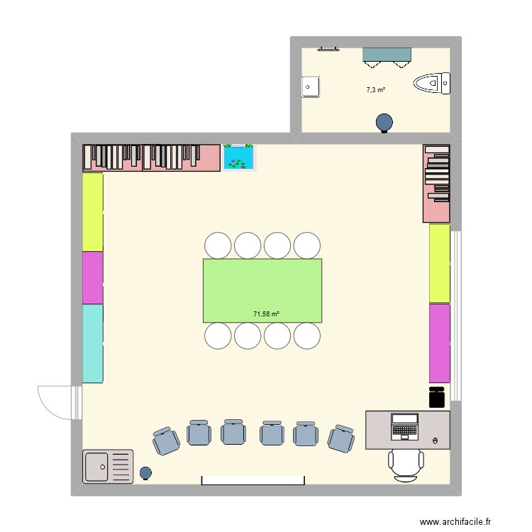 école stage 3. Plan de 2 pièces et 79 m2