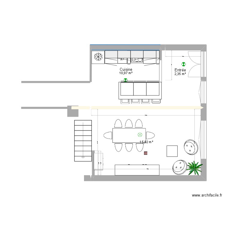 CUISINE 11. Plan de 3 pièces et 29 m2