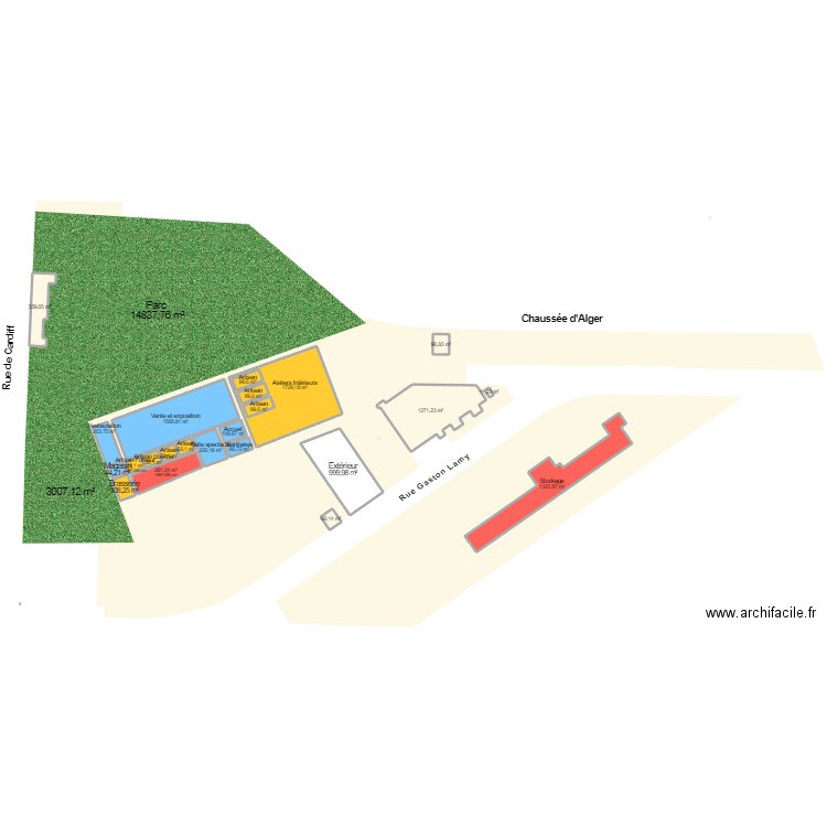 ZAC Bulle1. Plan de 23 pièces et 9396 m2