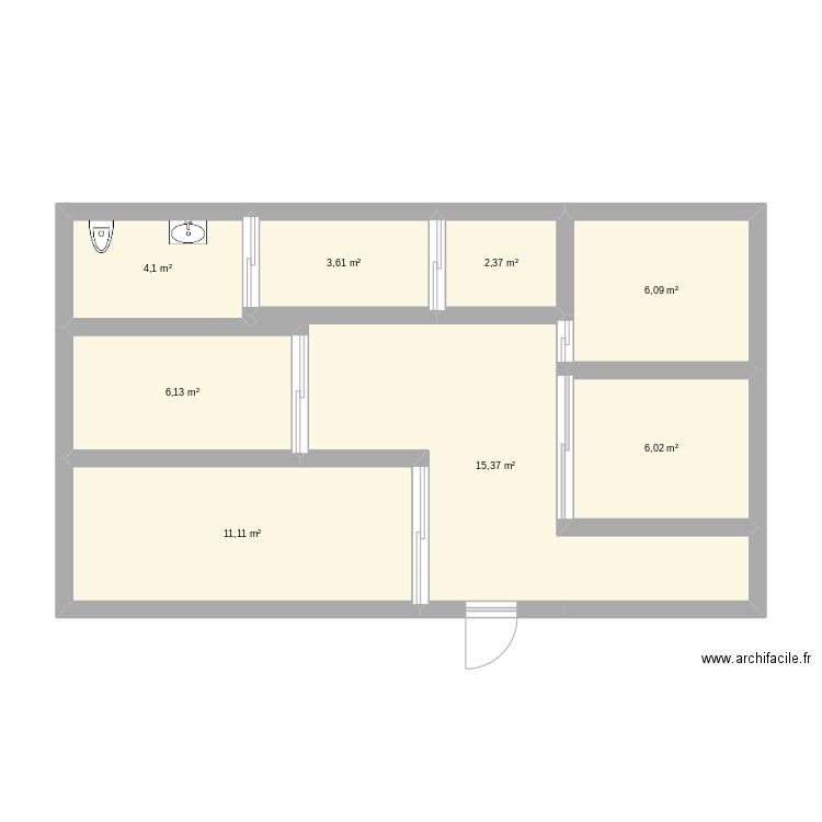 institut . Plan de 8 pièces et 55 m2