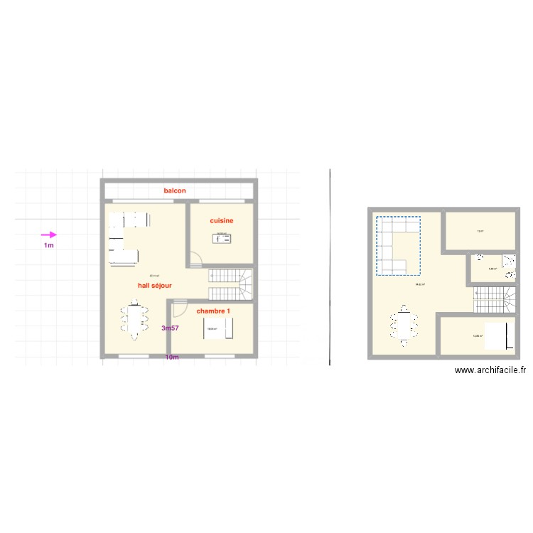 maison bled. Plan de 4 pièces et 85 m2