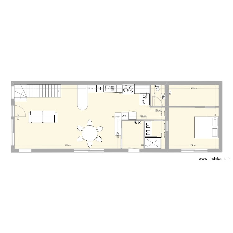 Villa 2 VR RDC. Plan de 1 pièce et 81 m2