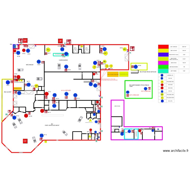 F store CAEN. Plan de 42 pièces et 2651 m2