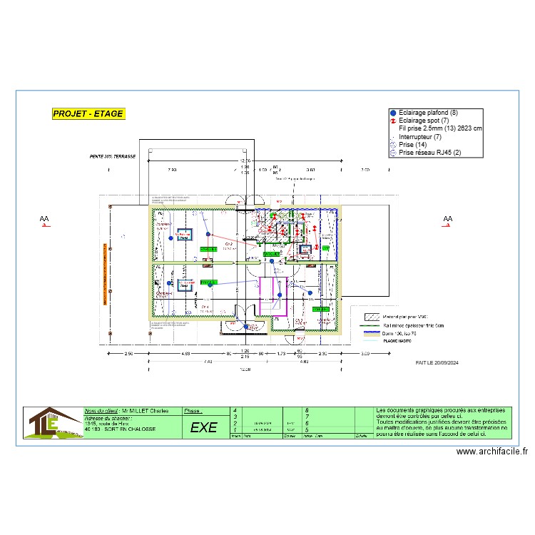 PLAN ELECTRIQUE MILLET ETAGE 20092024. Plan de 0 pièce et 0 m2