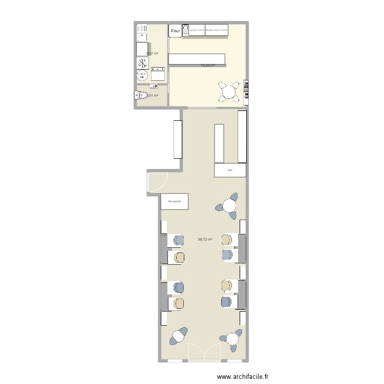 salon thé chastel 2. Plan de 4 pièces et 56 m2