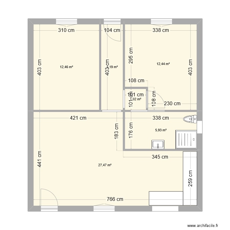 PLAN RAMZI. Plan de 6 pièces et 64 m2