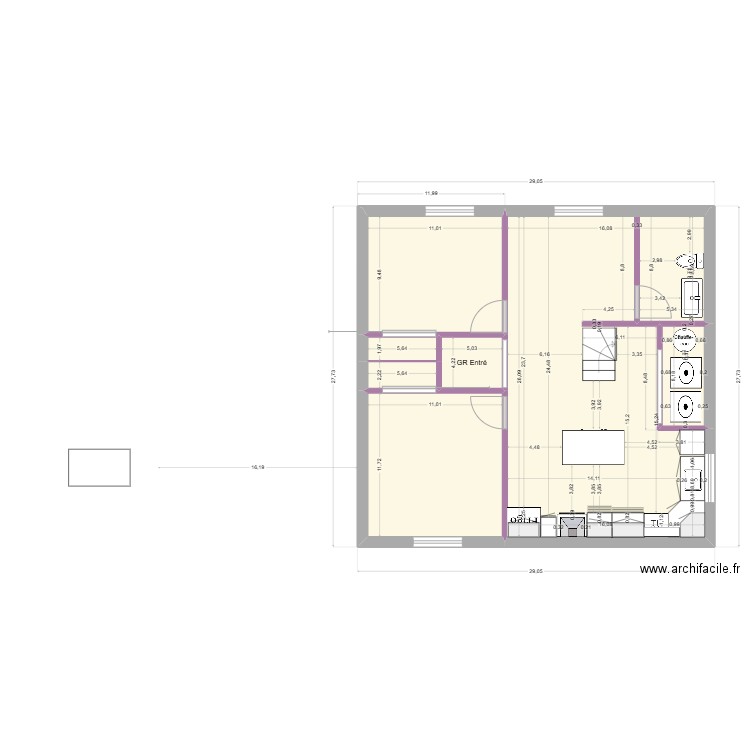 Appartement-3. Plan de 7 pièces et 64 m2