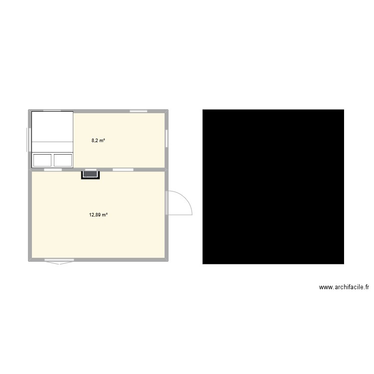 cabavane. Plan de 2 pièces et 21 m2