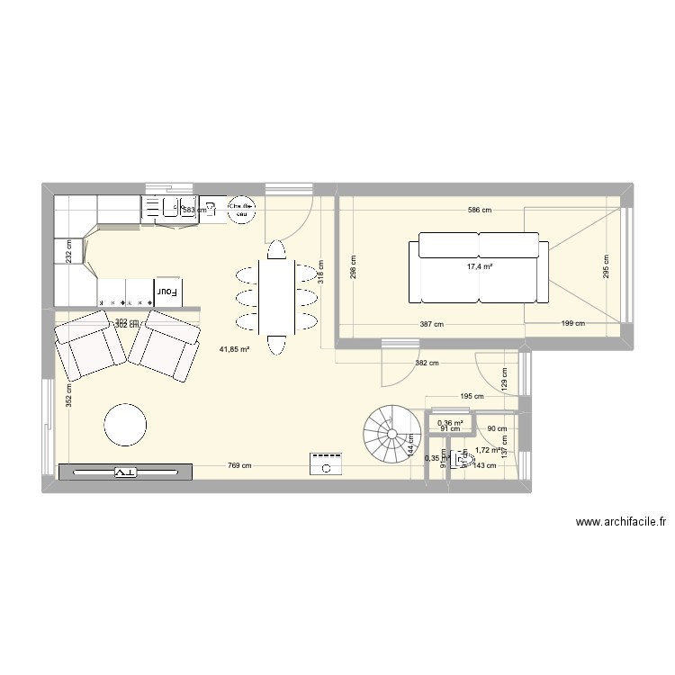 Maison. Plan de 5 pièces et 62 m2