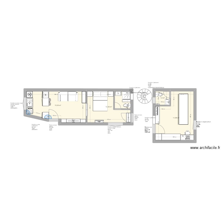 Ste-Thérèse v5. Plan de 4 pièces et 44 m2