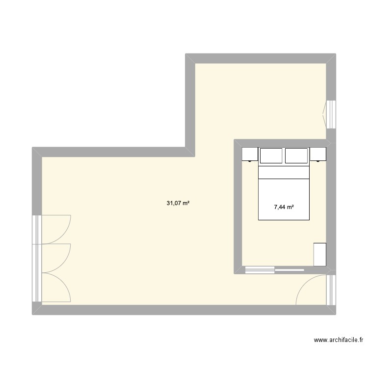 cannes. Plan de 2 pièces et 39 m2