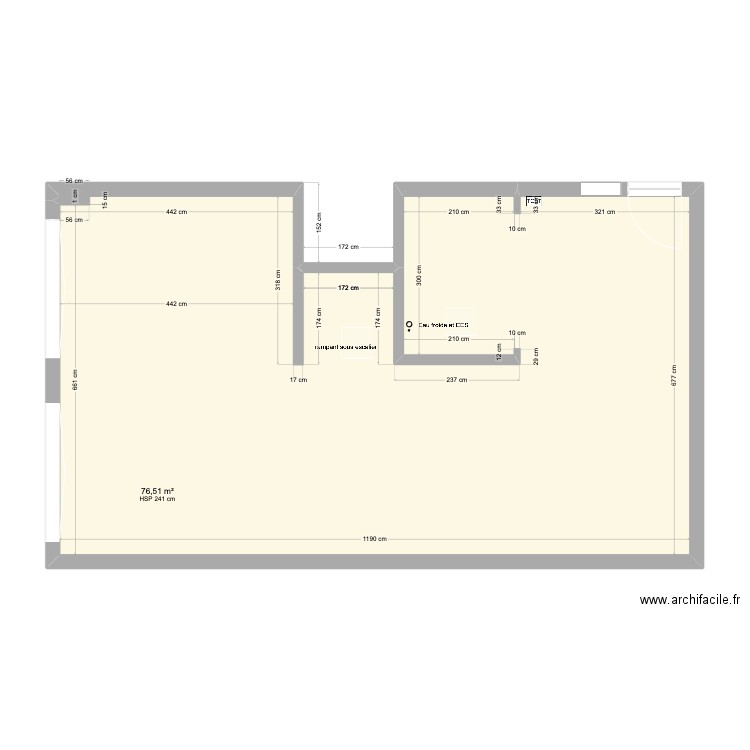 lot 20 bis. Plan de 1 pièce et 77 m2