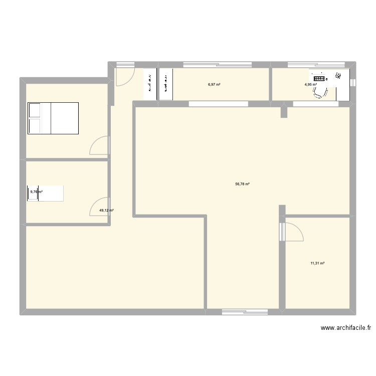 tuc de rose. Plan de 6 pièces et 139 m2