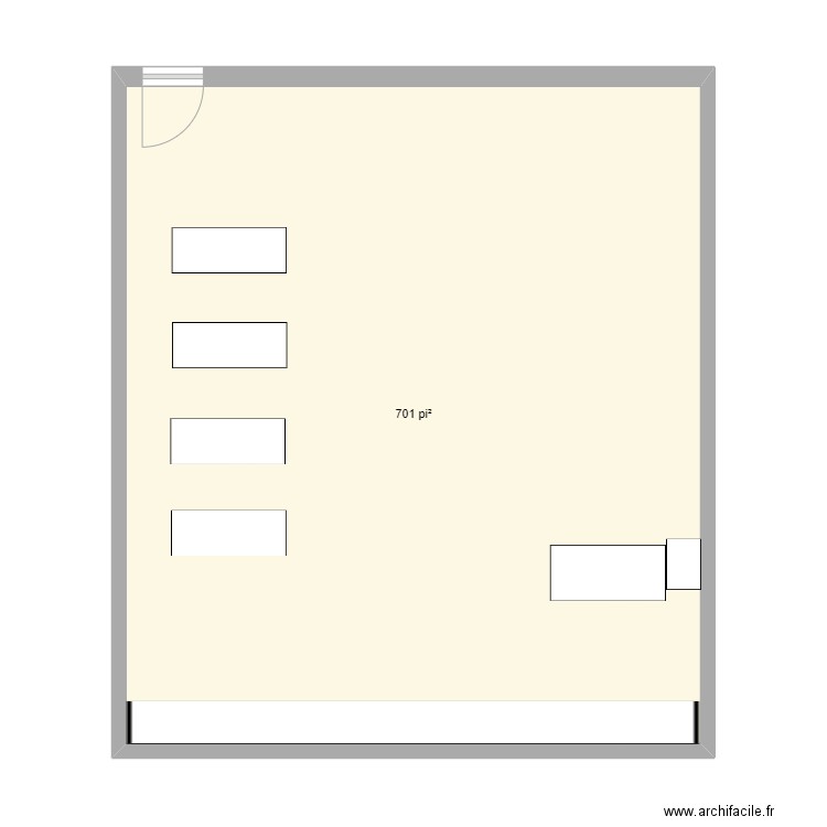 classe. Plan de 1 pièce et 65 m2