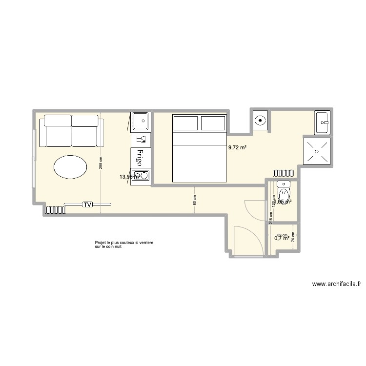 projet PAM PAM. Plan de 4 pièces et 25 m2