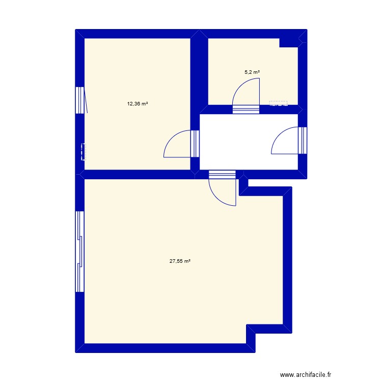 IMMO EN RENOV1. Plan de 3 pièces et 45 m2