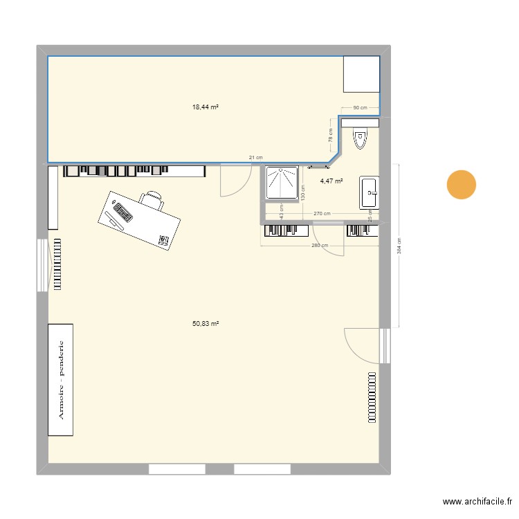 sdb haut 2025_80x80_145_d. Plan de 3 pièces et 74 m2