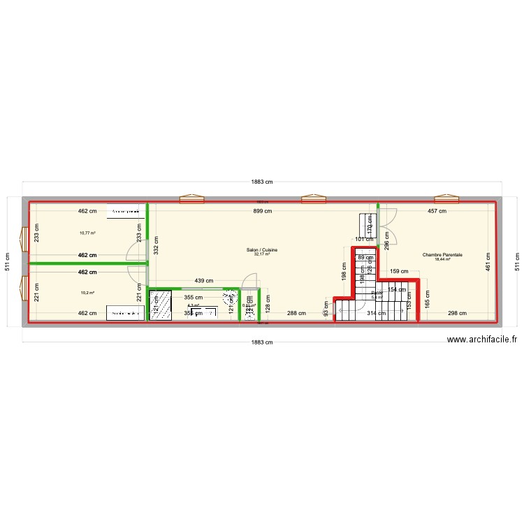 Avant projet Geaune. Plan de 7 pièces et 82 m2