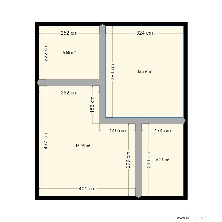 HITI. Plan de 4 pièces et 39 m2