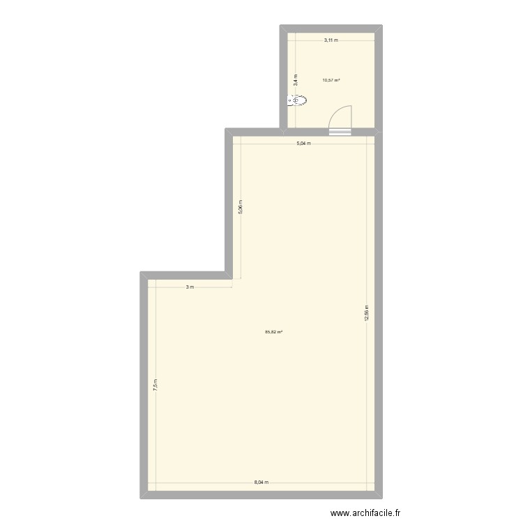 marci 3. Plan de 2 pièces et 96 m2