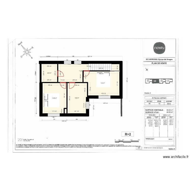 Espace Total + premier avec plancher - option sans porte coulissante. Plan de 10 pièces et 102 m2