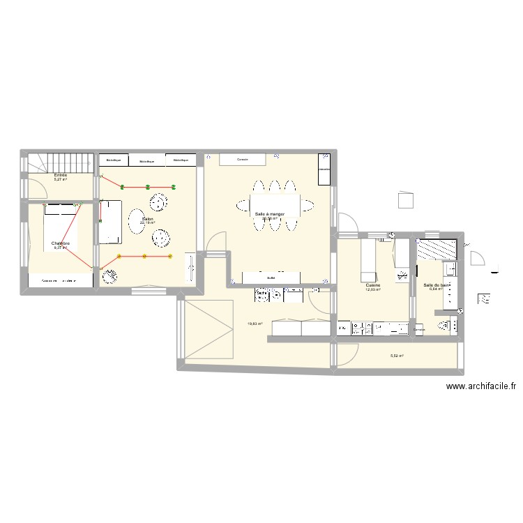 Maison maman v2. Plan de 8 pièces et 107 m2