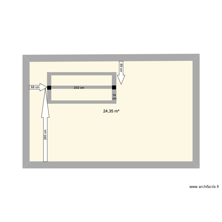 Cave. Plan de 1 pièce et 24 m2