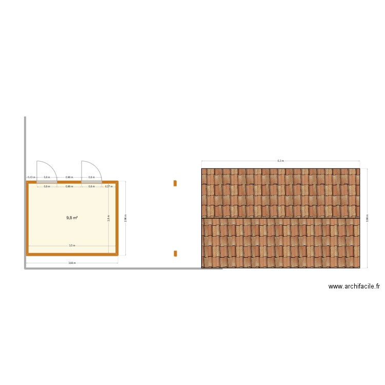 Plan 2. Plan de 1 pièce et 10 m2