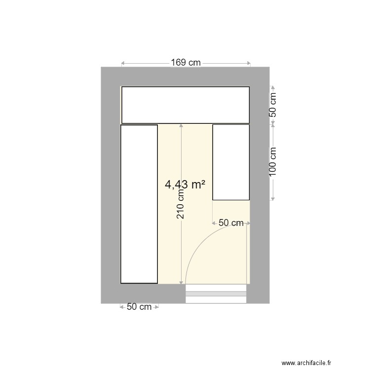 Trastero étagère. Plan de 1 pièce et 4 m2