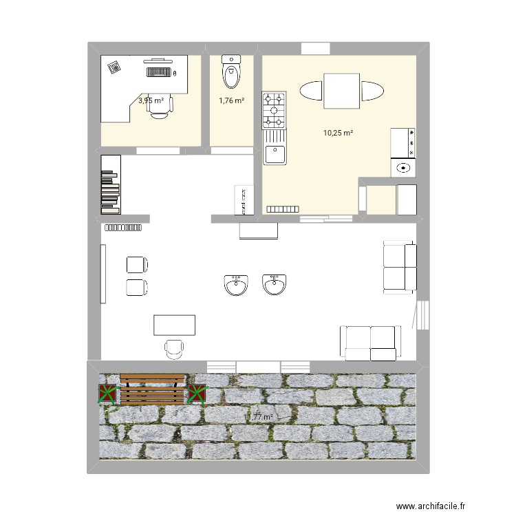 Plan tfe. Plan de 3 pièces et 17 m2