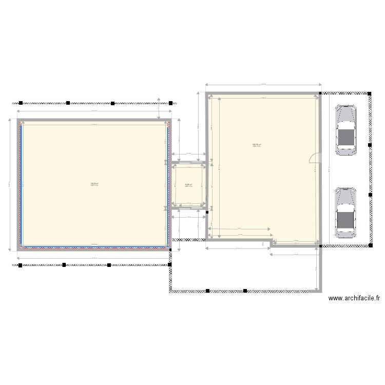 Desenho paredes exteriores. Plan de 3 pièces et 239 m2