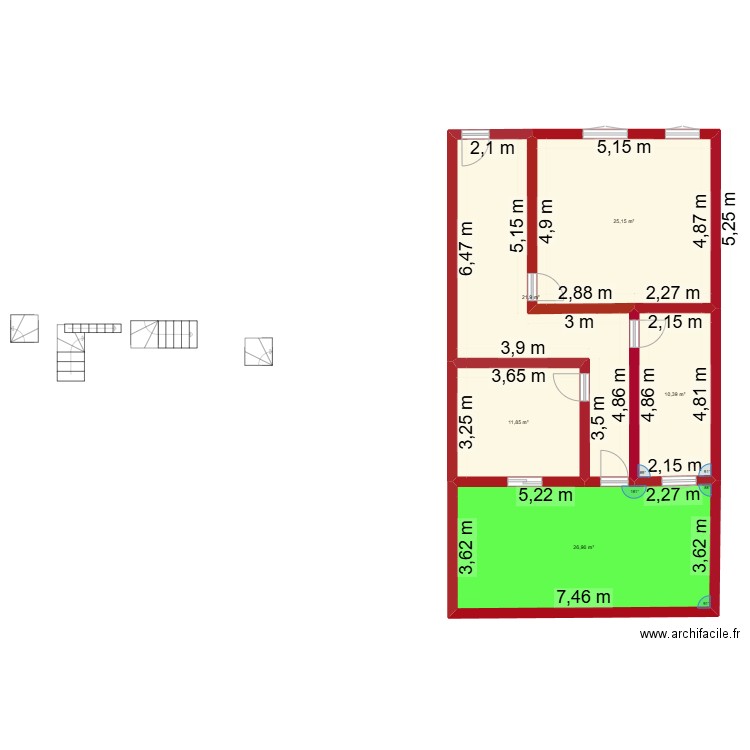 maison 1. Plan de 5 pièces et 96 m2