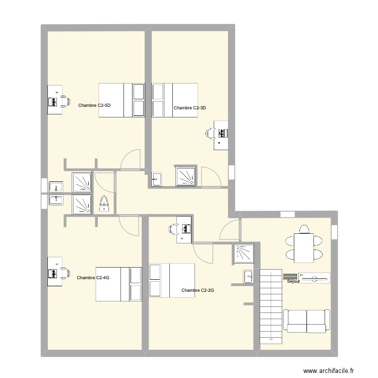 pessac alouette Etage 1. Plan de 7 pièces et 113 m2