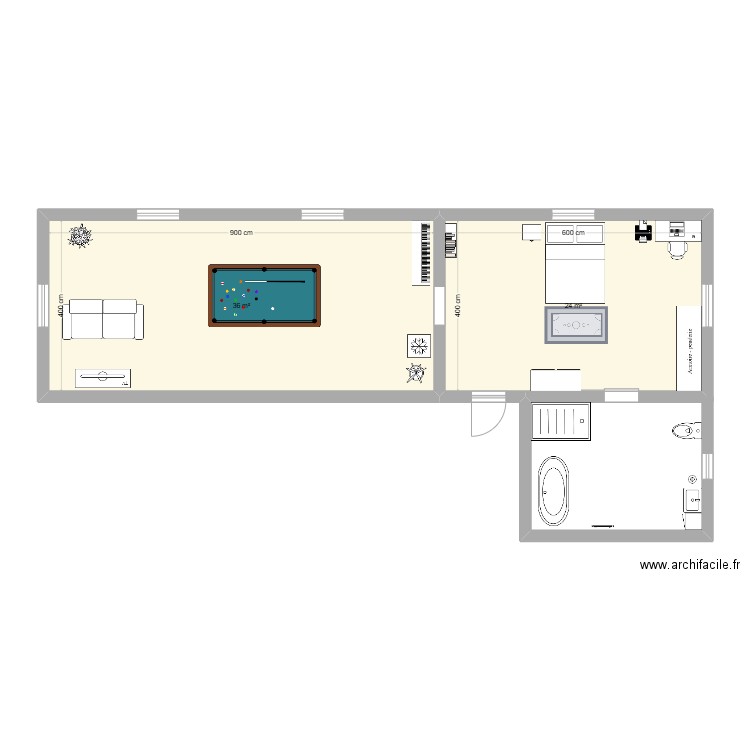 Plan de mon sous-sol - exemple. Plan de 2 pièces et 60 m2